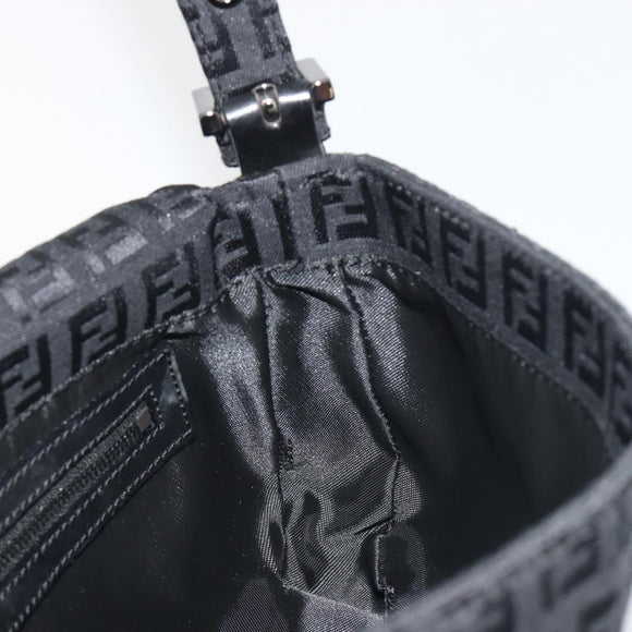 FENDI Zucchino Canvas Mamma Baguette Shoulder Bag Black 8BR000 Auth yk20682SAM