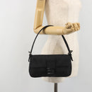 FENDI Zucchino Canvas Mamma Baguette Shoulder Bag Black 8BR000 Auth yk20682SAM-25