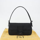 FENDI Zucchino Canvas Mamma Baguette Shoulder Bag Black 8BR000 Auth yk20682SAM-26