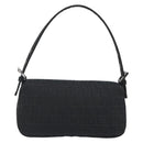 FENDI Zucchino Canvas Mamma Baguette Shoulder Bag Black 8BR000 Auth yk20682SAM-3