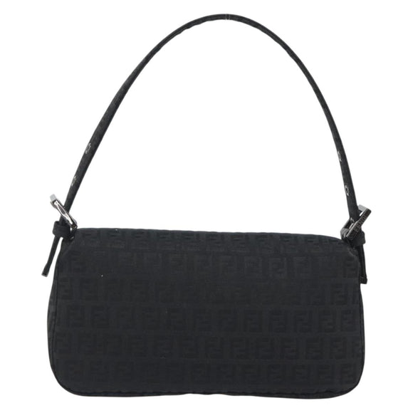 FENDI Zucchino Canvas Mamma Baguette Shoulder Bag Black 8BR000 Auth yk20682SAM
