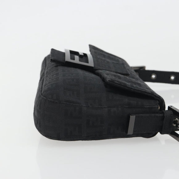 FENDI Zucchino Canvas Mamma Baguette Shoulder Bag Black 8BR000 Auth yk20682SAM