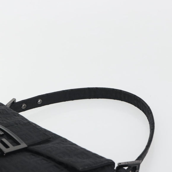 FENDI Zucchino Canvas Mamma Baguette Shoulder Bag Black 8BR000 Auth yk20682SAM
