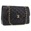 CHANEL Matelasse 28 Chain Hand Bag Lamb Skin Paris Limited Black Auth yk20684SAM-1