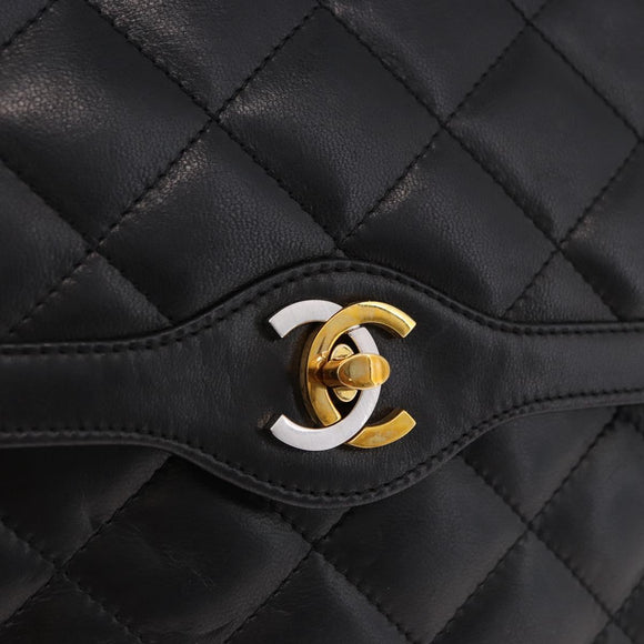 CHANEL Matelasse 28 Chain Hand Bag Lamb Skin Paris Limited Black Auth yk20684SAM