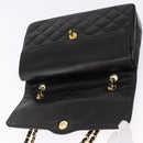 CHANEL Matelasse 28 Chain Hand Bag Lamb Skin Paris Limited Black Auth yk20684SAM-15