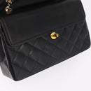 CHANEL Matelasse 28 Chain Hand Bag Lamb Skin Paris Limited Black Auth yk20684SAM-17