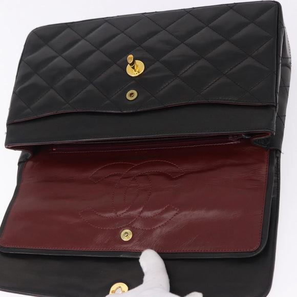 CHANEL Matelasse 28 Chain Hand Bag Lamb Skin Paris Limited Black Auth yk20684SAM