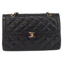 CHANEL Matelasse 28 Chain Hand Bag Lamb Skin Paris Limited Black Auth yk20684SAM-2
