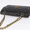 CHANEL Matelasse 28 Chain Hand Bag Lamb Skin Paris Limited Black Auth yk20684SAM-6