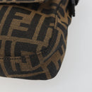 FENDI Zucca Canvas Mamma Baguette Shoulder Bag Brown Silver Auth yk20686SAM-10