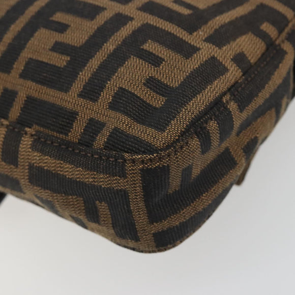 FENDI Zucca Canvas Mamma Baguette Shoulder Bag Brown Silver Auth yk20686SAM