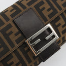 FENDI Zucca Canvas Mamma Baguette Shoulder Bag Brown Silver Auth yk20686SAM-15