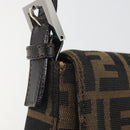 FENDI Zucca Canvas Mamma Baguette Shoulder Bag Brown Silver Auth yk20686SAM-16