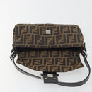 FENDI Zucca Canvas Mamma Baguette Shoulder Bag Brown Silver Auth yk20686SAM-17