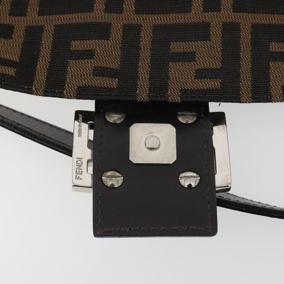 FENDI Zucca Canvas Mamma Baguette Shoulder Bag Brown Silver Auth yk20686SAM