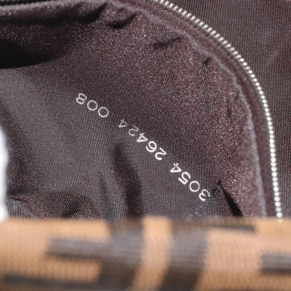 FENDI Zucca Canvas Mamma Baguette Shoulder Bag Brown Silver Auth yk20686SAM
