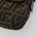 FENDI Zucca Canvas Mamma Baguette Shoulder Bag Brown Silver Auth yk20687SAM-10