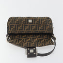 FENDI Zucca Canvas Mamma Baguette Shoulder Bag Brown Silver Auth yk20687SAM-16