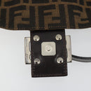 FENDI Zucca Canvas Mamma Baguette Shoulder Bag Brown Silver Auth yk20687SAM-17