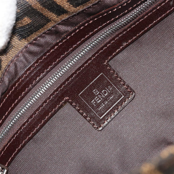 FENDI Zucca Canvas Mamma Baguette Shoulder Bag Brown Silver Auth yk20687SAM