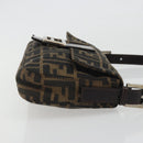 FENDI Zucca Canvas Mamma Baguette Shoulder Bag Brown Silver Auth yk20687SAM-4