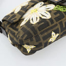 FENDI Zucca Canvas Flower Embroidery Mamma Baguette Brown Silver Auth yk20688SM-11