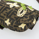 FENDI Zucca Canvas Flower Embroidery Mamma Baguette Brown Silver Auth yk20688SM-12