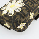 FENDI Zucca Canvas Flower Embroidery Mamma Baguette Brown Silver Auth yk20688SM-13