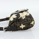 FENDI Zucca Canvas Flower Embroidery Mamma Baguette Brown Silver Auth yk20688SM-4