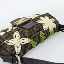 FENDI Zucca Canvas Flower Embroidery Mamma Baguette Brown Silver Auth yk20688SM-6