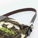 FENDI Zucca Canvas Flower Embroidery Mamma Baguette Brown Silver Auth yk20688SM-8