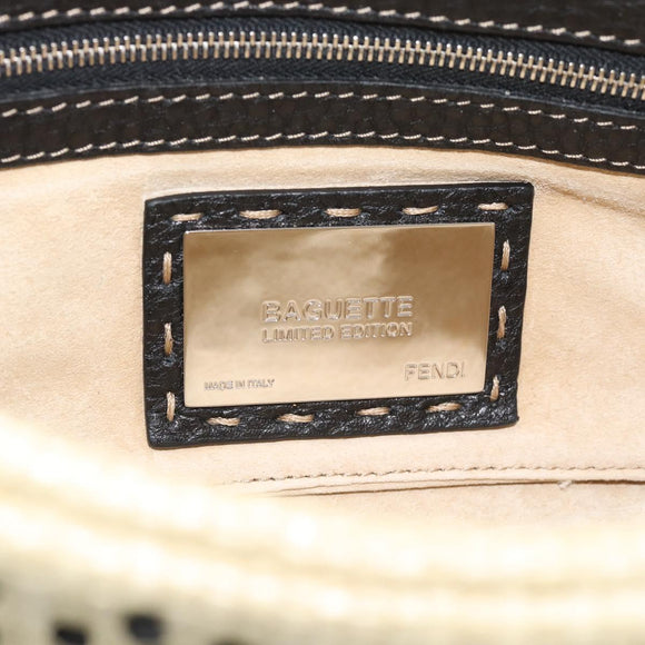 FENDI Celleria Flower Embroidery Straw Mamma Baguette 8BR101 Auth yk20689SM