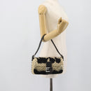 FENDI Celleria Flower Embroidery Straw Mamma Baguette 8BR101 Auth yk20689SM-21