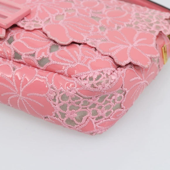 FENDI Flower Mamma Baguette Shoulder Bag Patent 2way Pink 8BR600 Auth yk20690SAM