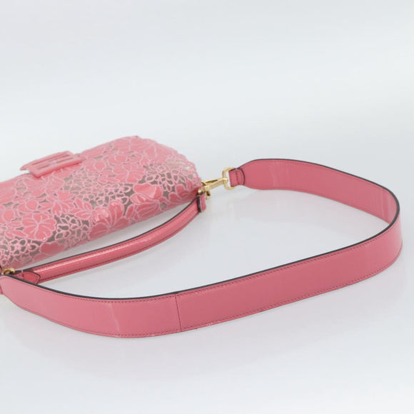 FENDI Flower Mamma Baguette Shoulder Bag Patent 2way Pink 8BR600 Auth yk20690SAM