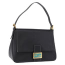 FENDI Mamma Baguette Shoulder Bag Leather Black Gold Tone Auth yk20691SAM-1