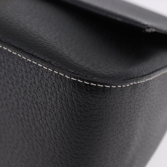 FENDI Mamma Baguette Shoulder Bag Leather Black Gold Tone Auth yk20691SAM