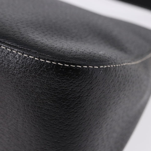 FENDI Mamma Baguette Shoulder Bag Leather Black Gold Tone Auth yk20691SAM