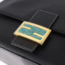 FENDI Mamma Baguette Shoulder Bag Leather Black Gold Tone Auth yk20691SAM-15