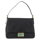 FENDI Mamma Baguette Shoulder Bag Leather Black Gold Tone Auth yk20691SAM-2