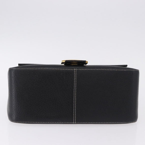 FENDI Mamma Baguette Shoulder Bag Leather Black Gold Tone Auth yk20691SAM