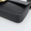 FENDI Mamma Baguette Shoulder Bag Leather Black Gold Tone Auth yk20692SM-14