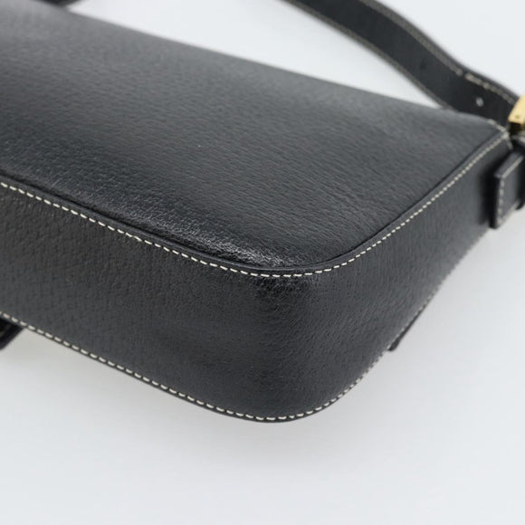 FENDI Mamma Baguette Shoulder Bag Leather Black Gold Tone Auth yk20692SM