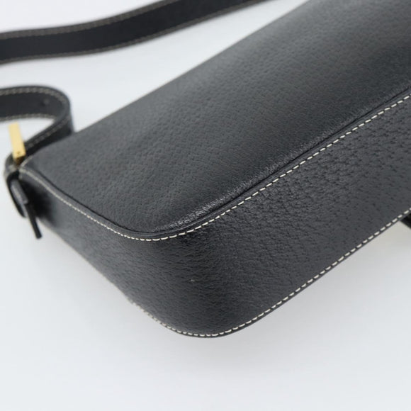 FENDI Mamma Baguette Shoulder Bag Leather Black Gold Tone Auth yk20692SM