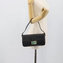 FENDI Mamma Baguette Shoulder Bag Leather Black Gold Tone Auth yk20692SM-24