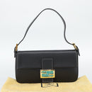 FENDI Mamma Baguette Shoulder Bag Leather Black Gold Tone Auth yk20692SM-12