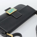 FENDI Mamma Baguette Shoulder Bag Leather Black Gold Tone Auth yk20692SM-6
