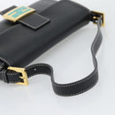 FENDI Mamma Baguette Shoulder Bag Leather Black Gold Tone Auth yk20692SM-7