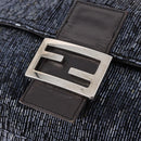 FENDI Mamma Baguette Shoulder Bag Beads Navy Silver Auth yk20696SAM-15